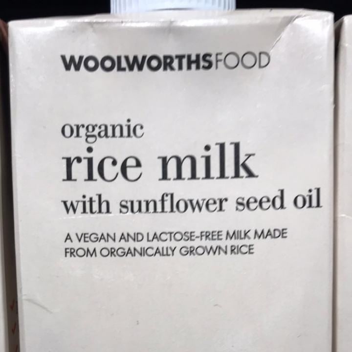 photo of Woolworths Food Organic Rice Milk with Sunflower Seed Oil shared by @rachelglass on  17 Aug 2020 - review