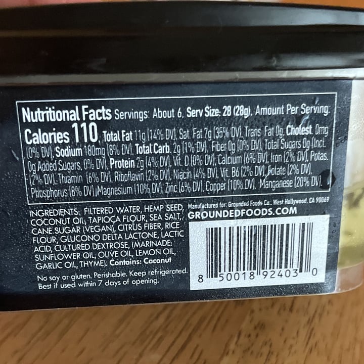 review photo of Grounded Hemp Seed Goat Cheese Garlic Lemon & Thyme shared by @mol on 18 Aug 2022 - review