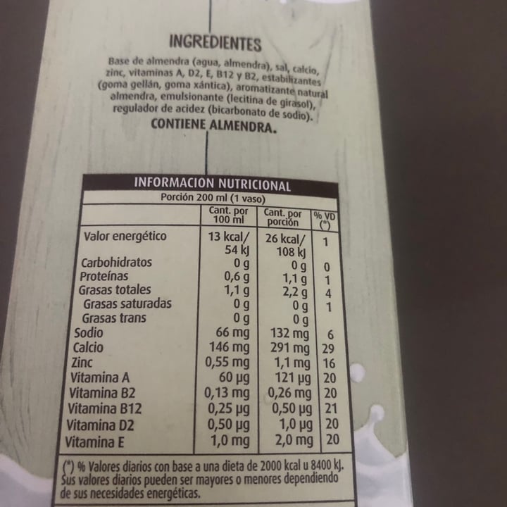 review photo of La Serenísima Leche de Almendras Sin Azúcar shared by @veganizandoando on 04 Mar 2021 - review