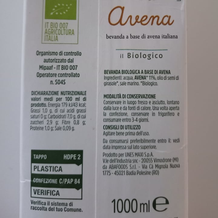 review photo of Il Viaggiator Goloso Bevanda a base di avena Italiana Biologica shared by @lelisa on 09 Feb 2022 - review