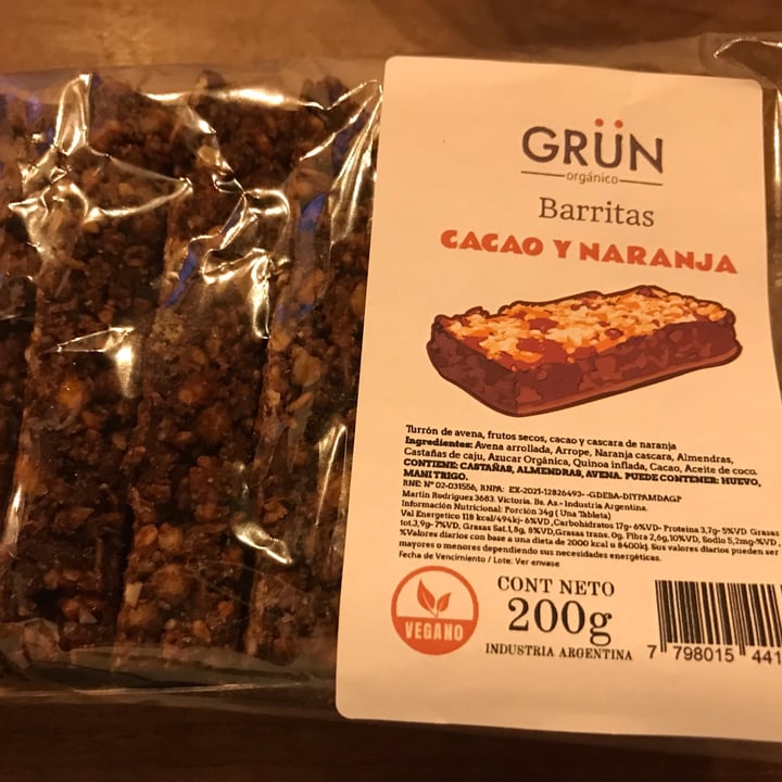 photo of Grün Orgánico Barritas de cacao y naranja shared by @visheva on  01 Nov 2022 - review