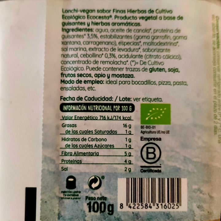 review photo of Ecocesta Lonchas sabor finas hierbas shared by @brujitavegan on 20 Dec 2021 - review