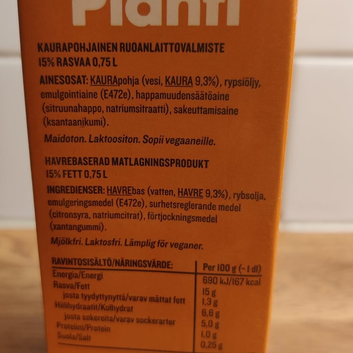 photo of Planti Cooking cream shared by @enkelvegan on  20 May 2021 - review