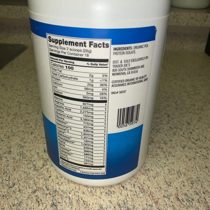 photo of Trader Joe's Organic Protein Powder Unsweetend shared by @vegancheese on  19 Jun 2020 - review