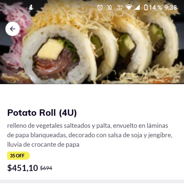 review photo of SushiClub Campana Potato Roll Vegano shared by @julisadovsky on 07 Jul 2022 - review