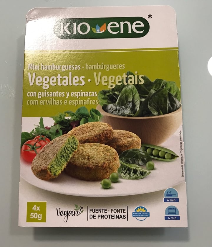 photo of Kioene Mini Hamburguesas Vegetales de Guisantes Y Espinacas shared by @jimgzamoravegan on  25 Jan 2020 - review