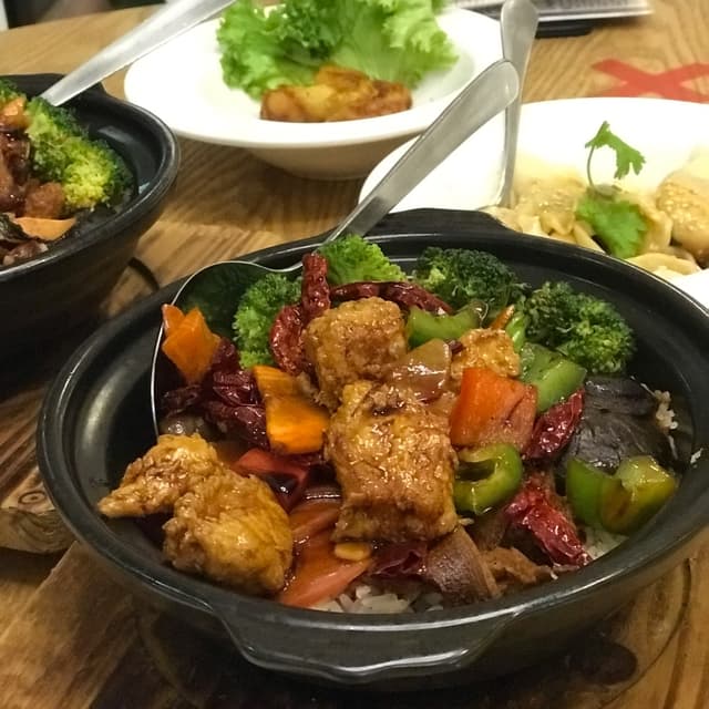 Photo of the dish “Claypot Rice - Hericium in Gong Bao Sauce”