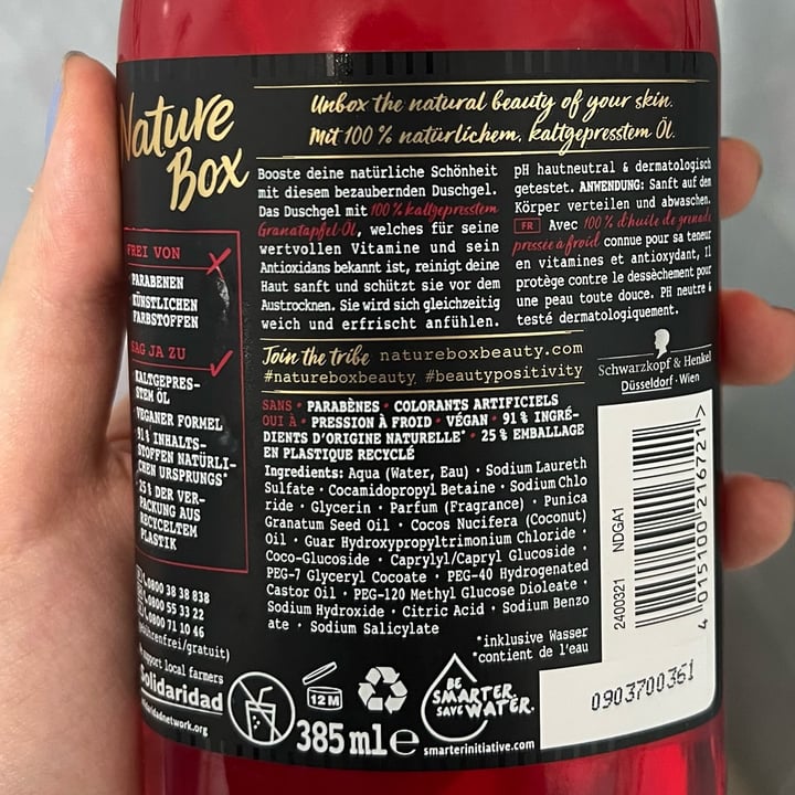 photo of Nature Box Beauty Pomegranate shower gel shared by @shaima on  18 Aug 2022 - review