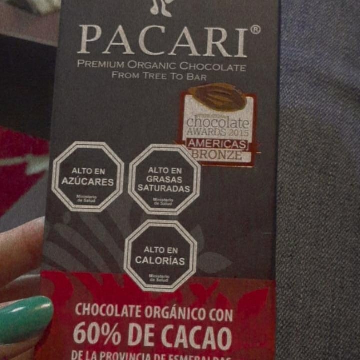 photo of Paccari Chcolate 60% de cacao shared by @catalinafg on  26 May 2020 - review