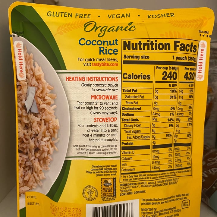 photo of Tasty Bite Coconut Rice shared by @rootedinlove on  03 May 2022 - review