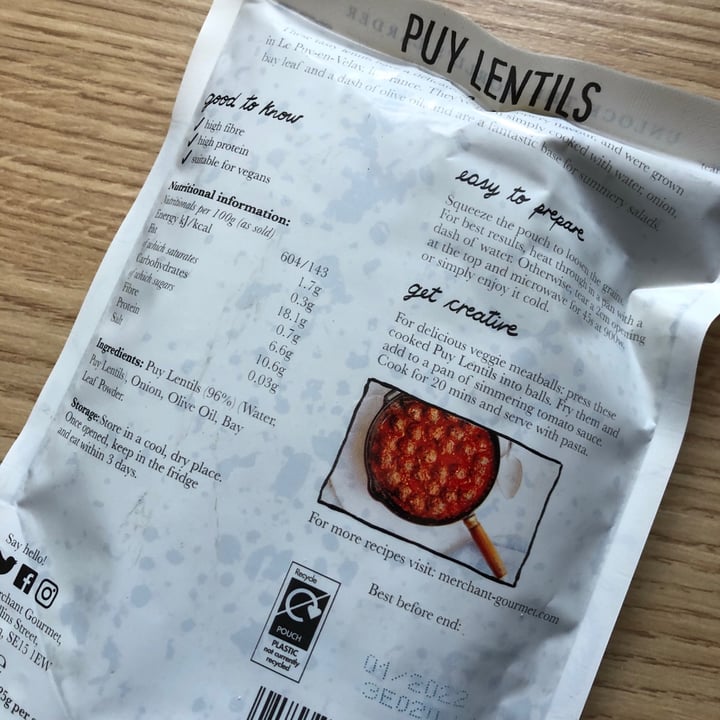 photo of Merchant Gourmet Puy lentils shared by @berry-vegan on  04 Jun 2020 - review