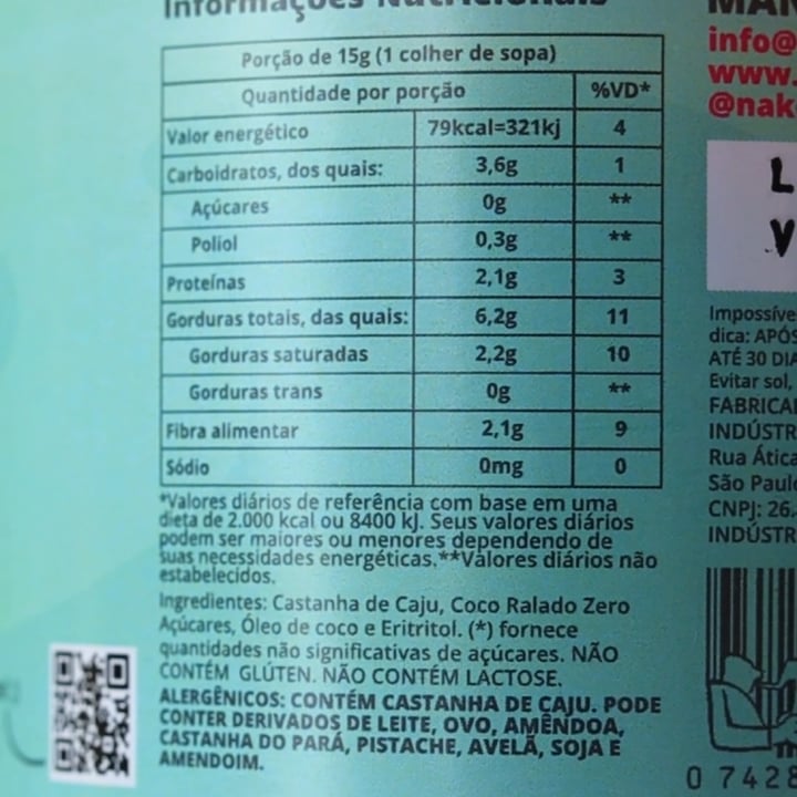 photo of Naked Nuts Pasta De Castanha Com Coco shared by @veggiefitmarina on  23 Mar 2022 - review