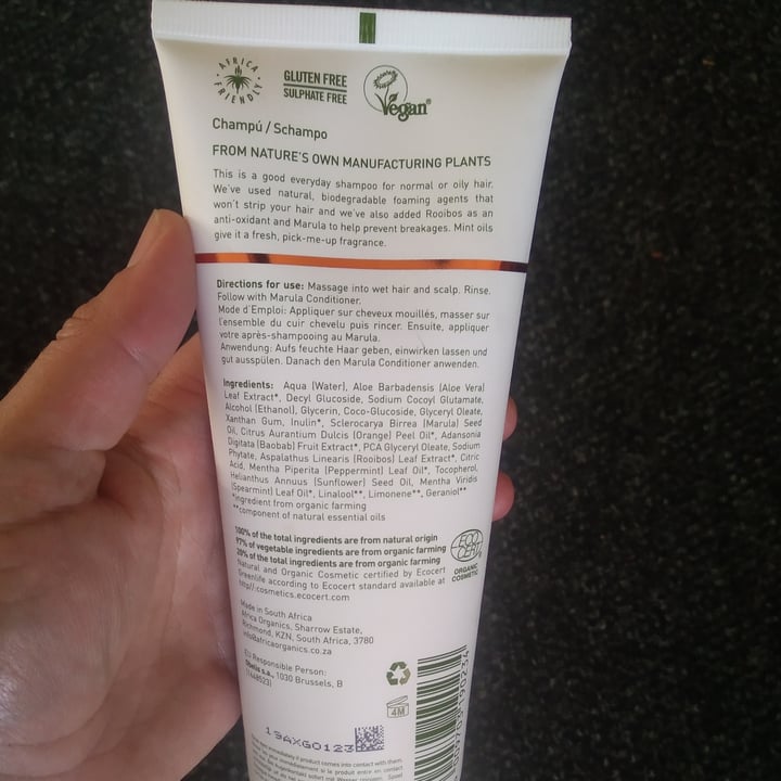 review photo of Africa Organics Marula Shampoo shared by @chefmegz on 21 Oct 2020 - review