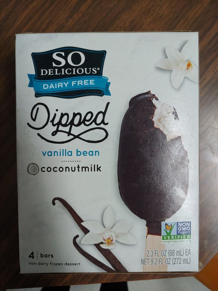 photo of So Delicious Dairy Free Dipped Vanilla Bean Coconutmilk Ice Cream Bar shared by @vecanter on  19 May 2019 - review