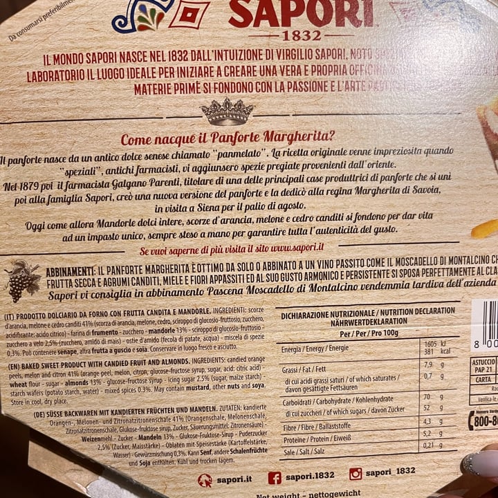 photo of Sapori 1832 Panforte Margherita shared by @federicapraderio on  04 Jan 2023 - review