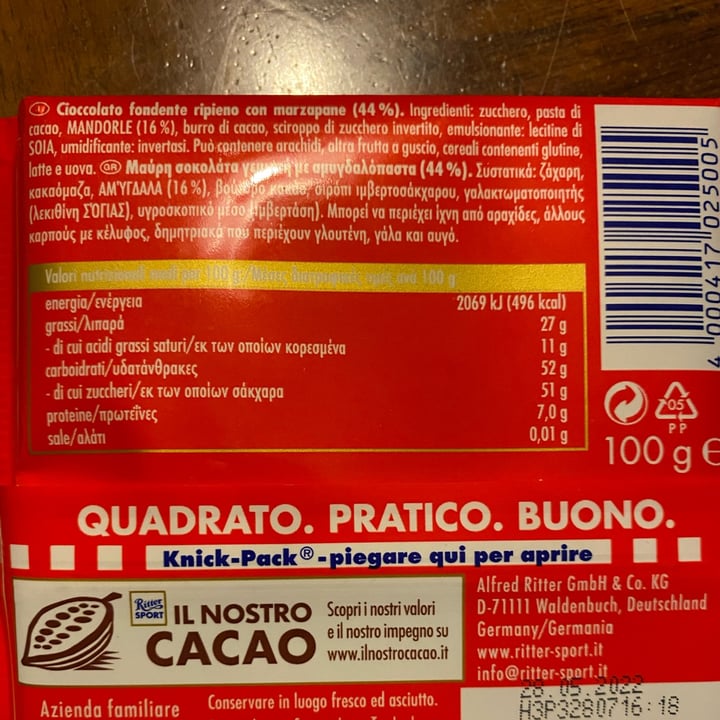 review photo of Ritter Sport Marzipan shared by @whatthefuck on 21 Oct 2021 - review