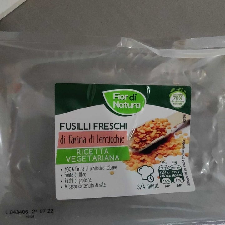 photo of Fior di Natura Fusilli Freschi Lenticchie Freschi shared by @pierlongo91 on  18 Jul 2022 - review