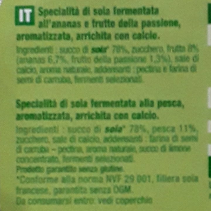 photo of Sojasun Specialità di soia fermentata arricchita con calcio all'ananas con frutto della passione e pesca shared by @moky on  02 Jun 2022 - review