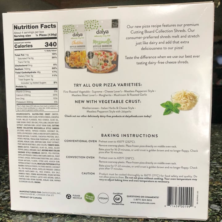 photo of Daiya Thin crust gluten-free pizza meatless meat lovers shared by @nrippe1 on  29 May 2022 - review