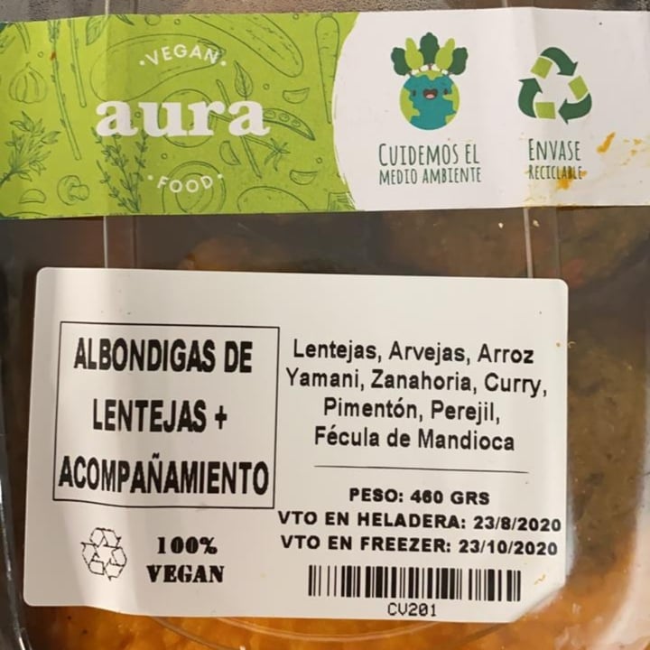 photo of Aura vegan food Albondigas de lentejas shared by @ursula on  20 Aug 2020 - review