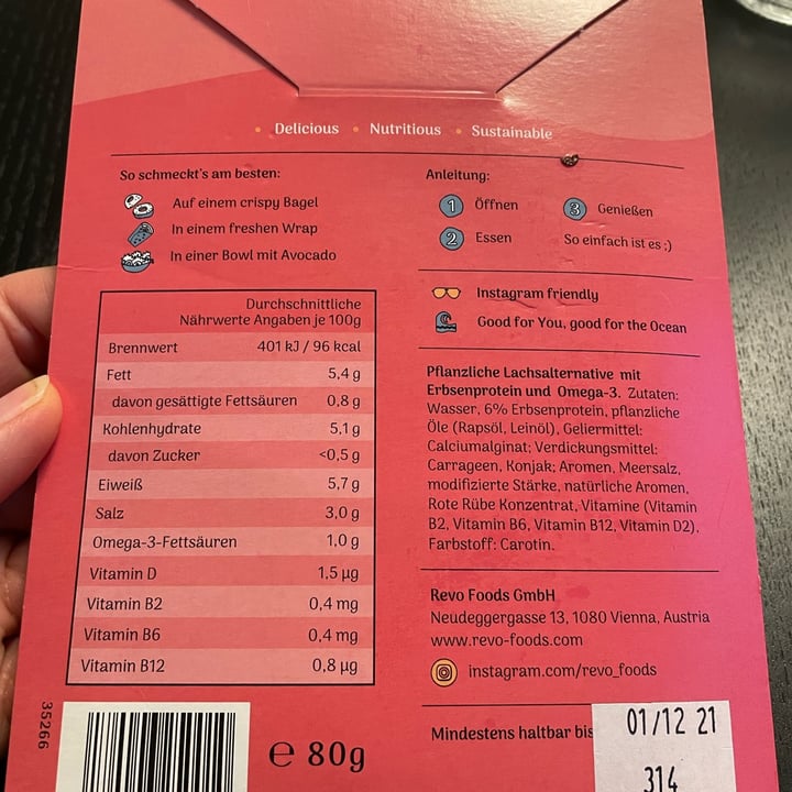 review photo of Revo Foods Lachs aus Pflanzen shared by @kex on 05 Dec 2021 - review