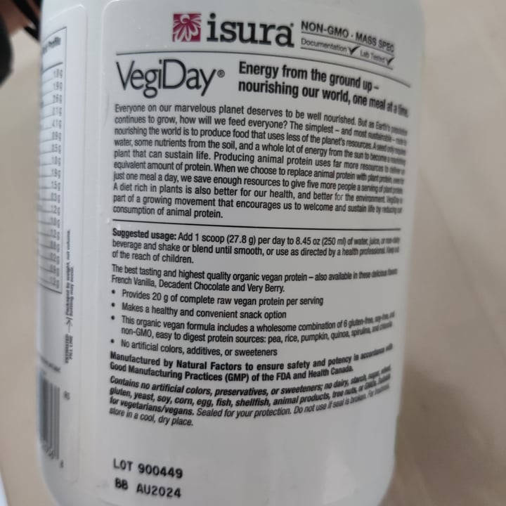 review photo of VegiDay Raw Organic 100% Plant Based Protein Natural Unflavored shared by @baybeemon on 23 Feb 2022 - review