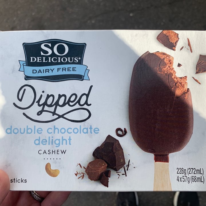 review photo of So Delicious Dairy Free Dipped Double Chocolate Delight Cashewmilk Ice Cream Bar shared by @mistybirdbush on 02 Nov 2020 - review