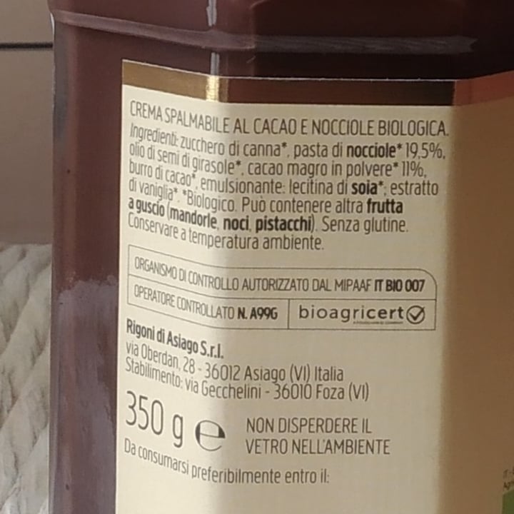 photo of Rigoni di Asiago Nocciolata Dairy Free Hazelnut Spread with Cocoa shared by @macca95 on  13 May 2021 - review