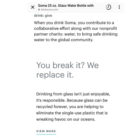 Soma Glass Water Bottle V2, White, 25 Oz