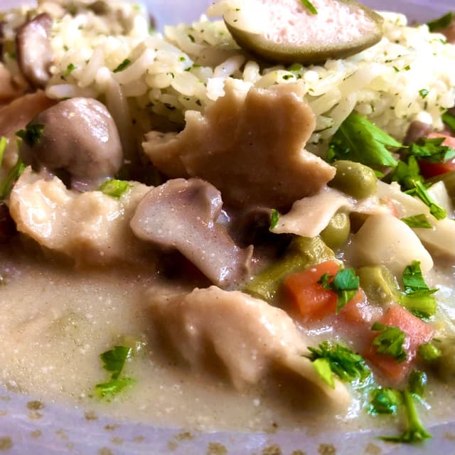「Fricassee With Asparagus On Rice」の料理の写真