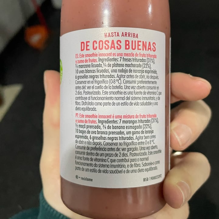 photo of Innocent Fresa y platano smoothie shared by @elenina on  13 Feb 2022 - review
