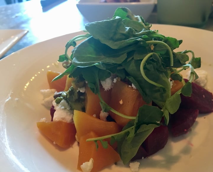 review photo of Spuntino Wine Bar & Italian Tapas Watercress and beet salad shared by @happyfluffyvegan on 15 Jul 2018 - review