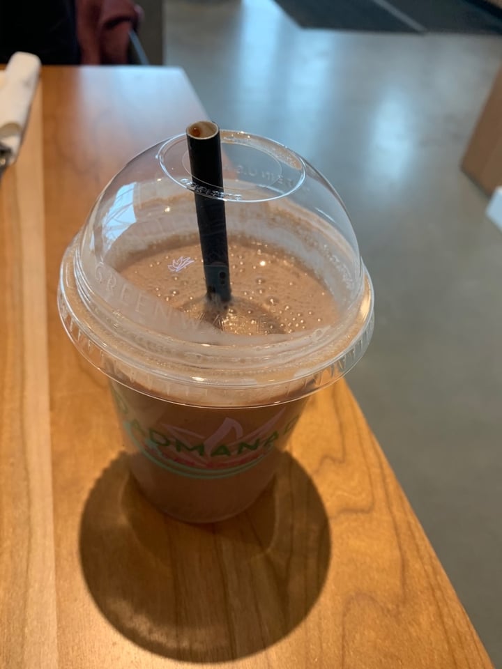 photo of Padmanadi Vegetarian Restaurant Cocoa Nutty Smoothie shared by @veganmegandl on  02 Feb 2020 - review