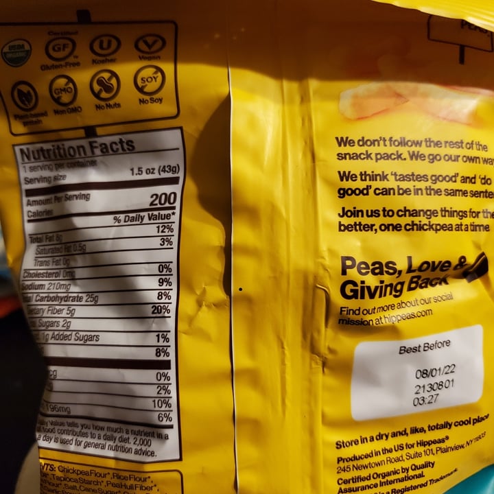 review photo of Hippeas Vegan white cheddar hippeas shared by @findingnewways on 27 May 2022 - review
