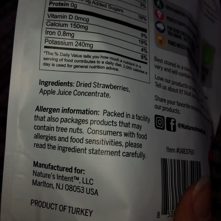 photo of Nature's Intent Dried Sweetened Strawberries shared by @kamilka on  22 Mar 2021 - review