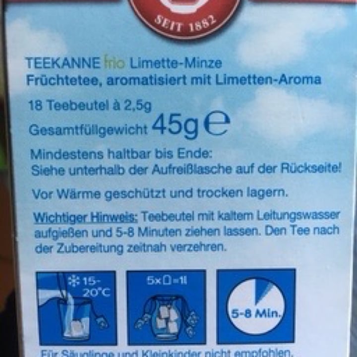 photo of Teekanne Teekanne Frio Limetten Minze Tee shared by @alena1510 on  29 Apr 2020 - review