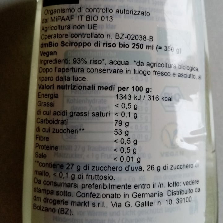 photo of dmBio Reis Sirup - Rice Syrup shared by @valeveg75 on  26 Sep 2021 - review