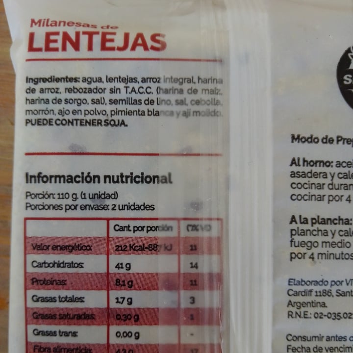 review photo of Via Veg Milanesas de lentejas shared by @annamulone on 03 Sep 2021 - review