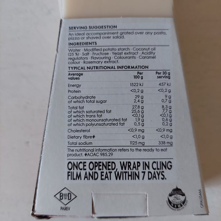 photo of Woolworths Food Dairy free hard cheese shared by @hippiegirl on  29 Aug 2022 - review