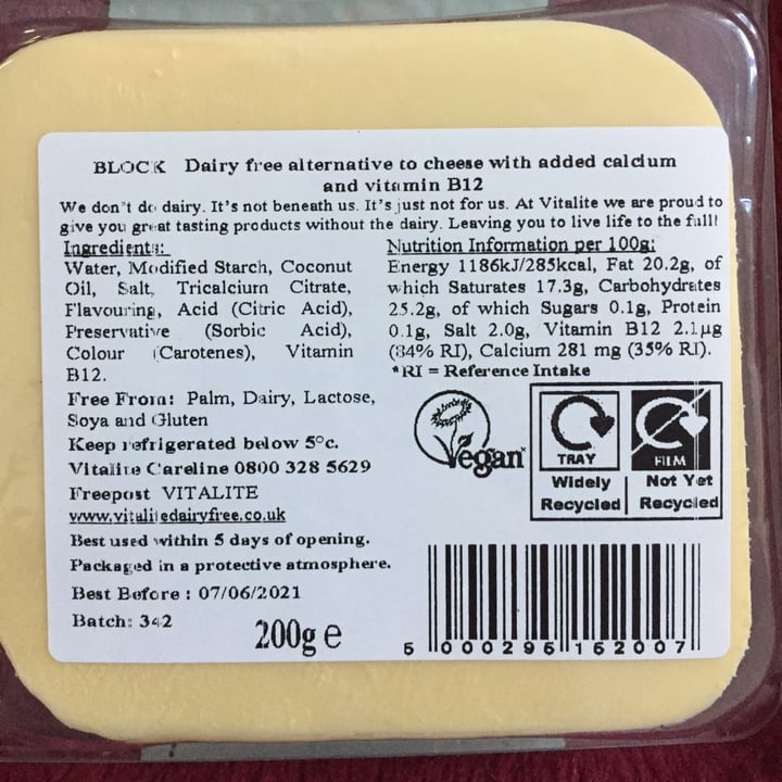 review photo of Vitalite Vitalite Dairy Free Cheese shared by @danicarmo11 on 13 Feb 2021 - review