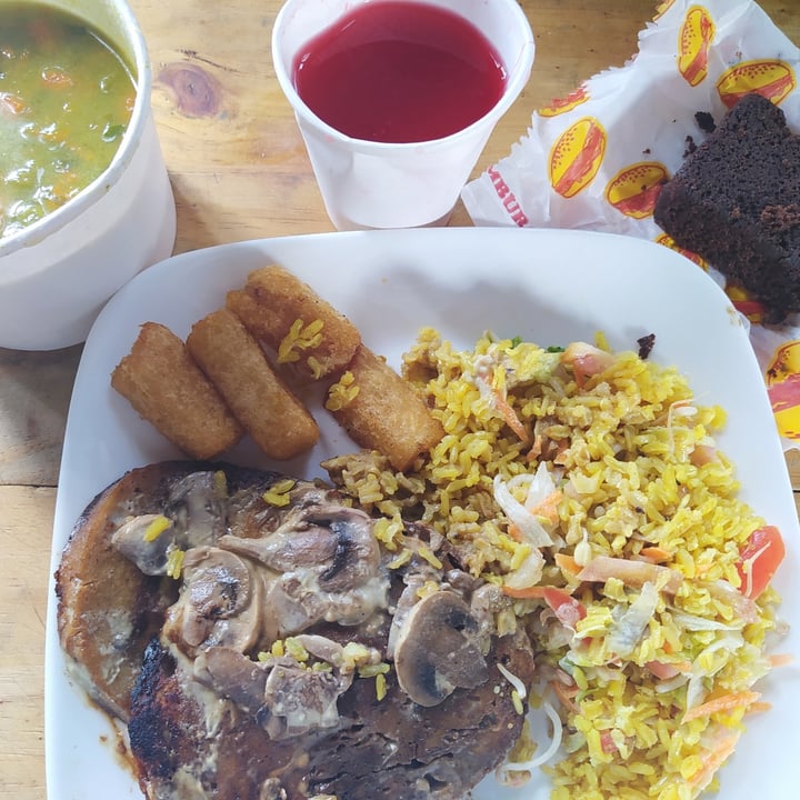 review photo of Restaurante Loto Azul Vegetariano Barbecue Mushroom Gluten shared by @miguemigue on 24 Jun 2020 - review