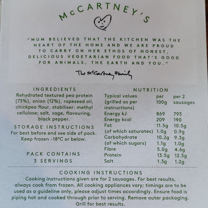 photo of Linda McCartney's 6 Vegetarian Lincolnshire Sausages shared by @ragamuffin on  28 Dec 2020 - review