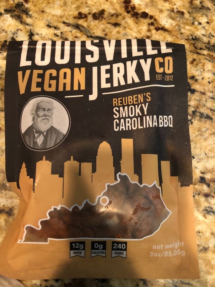 photo of  Louisville Vegan Jerky Co. Smoky Carolina BBQ shared by @carlysutherland on  27 Dec 2019 - review
