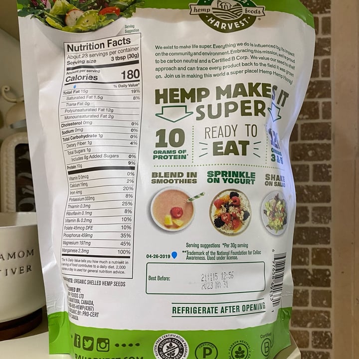 photo of Manitoba Harvest Hemp Hearts Shelled Hemp Seeds shared by @yarilovezzucchini on  27 Jun 2022 - review