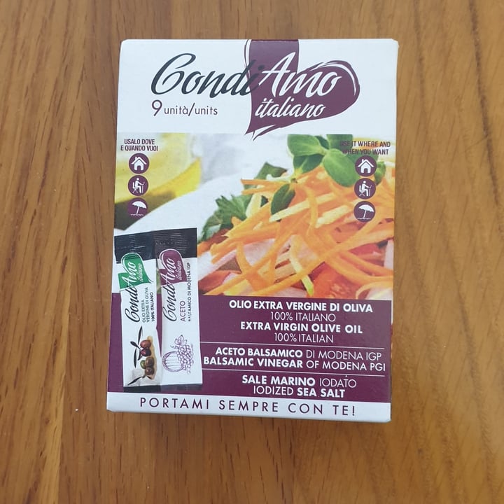 photo of Condiamo Italiano Olio extra vergine di olive in bustine monodose shared by @sereveg on  14 Apr 2022 - review