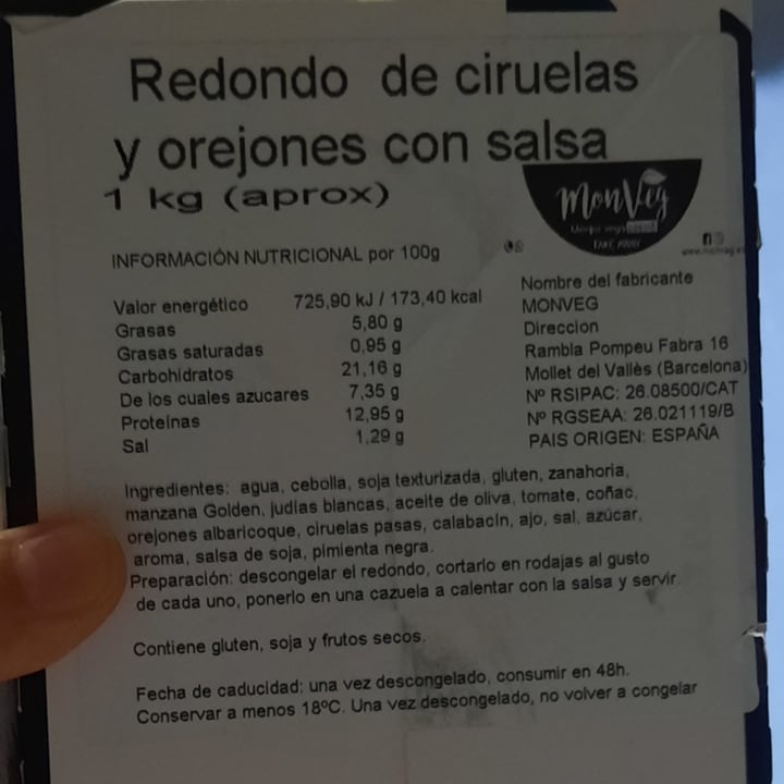 review photo of Monveg Redondo De Orejones Y Ciruelas Con Salsa shared by @miriam1998 on 26 May 2022 - review