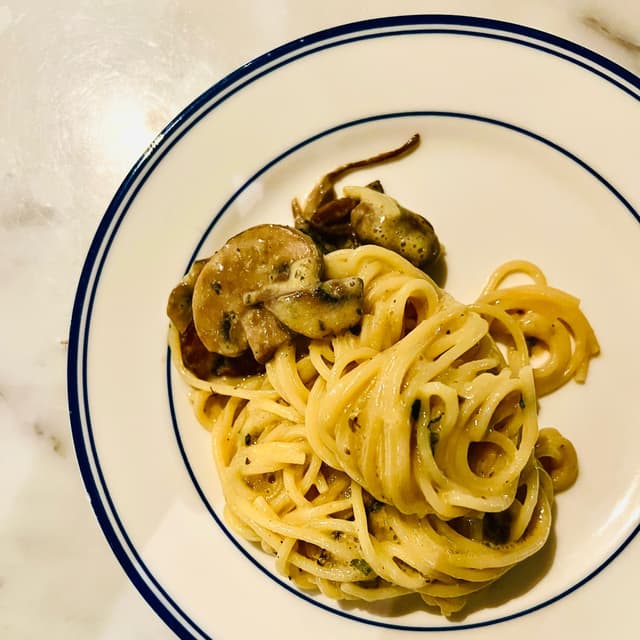 Foto do prato “Mushroom Soy Carbonara”