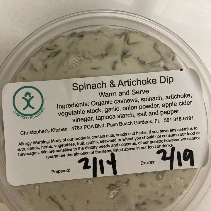 photo of Christopher's Kitchen Spinach artichoke dip shared by @disney12 on  15 Feb 2022 - review