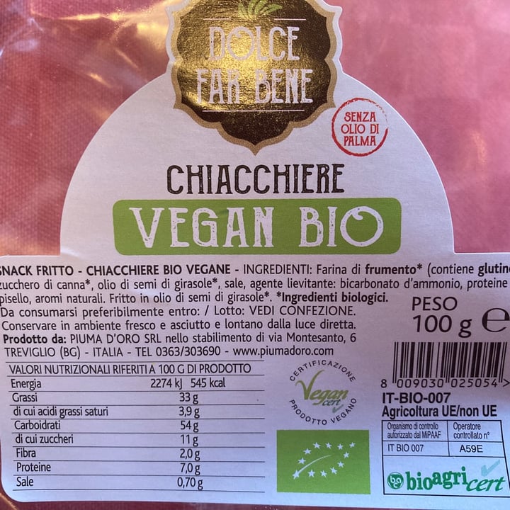 photo of Dolce far bene Chiacchiere vegan bio shared by @annieblu on  16 Apr 2021 - review