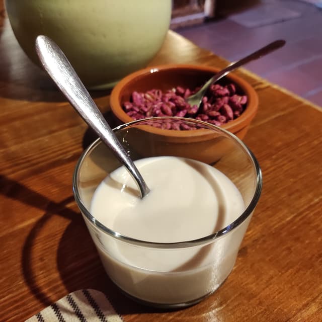 Foto del plato “yogurt di soia e farro ai mirtilli”